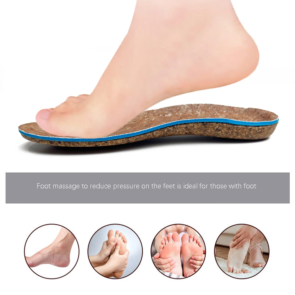 customized new hot selling cork orthotic insole ergonomic arch support pure natural cork insoles