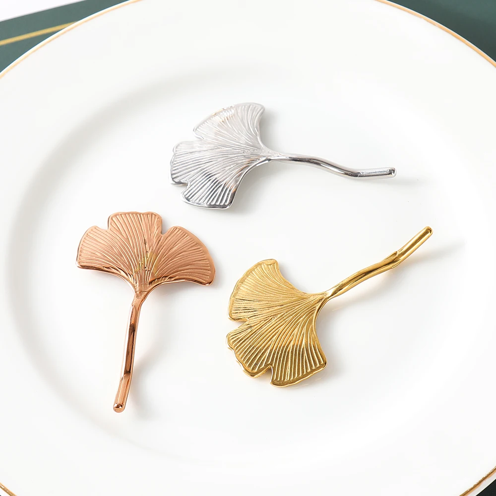 Stainless Steel  Leaf shape New Design Table Decoration Accessories Reusable Stainless Steel Chopsticks Rest Holder