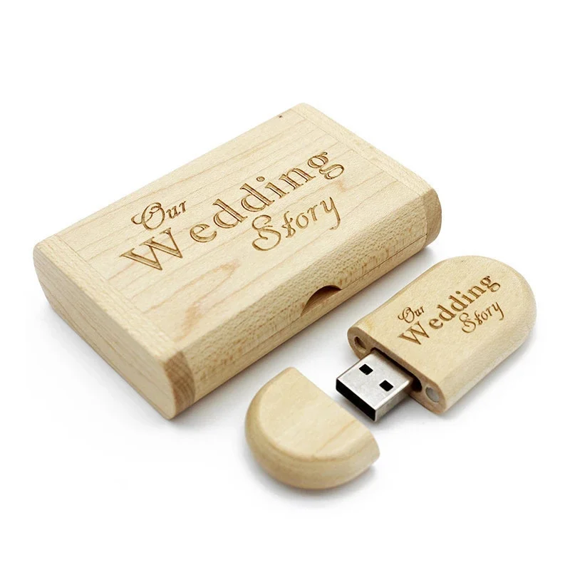 Factory wood USB flash drive with wood case for free custom laser engraved USB drives