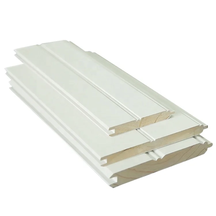 White gesso prime finger joint radiata pine LVL S4S reversible tongue and groove wooden wainscoting wall panel moulding