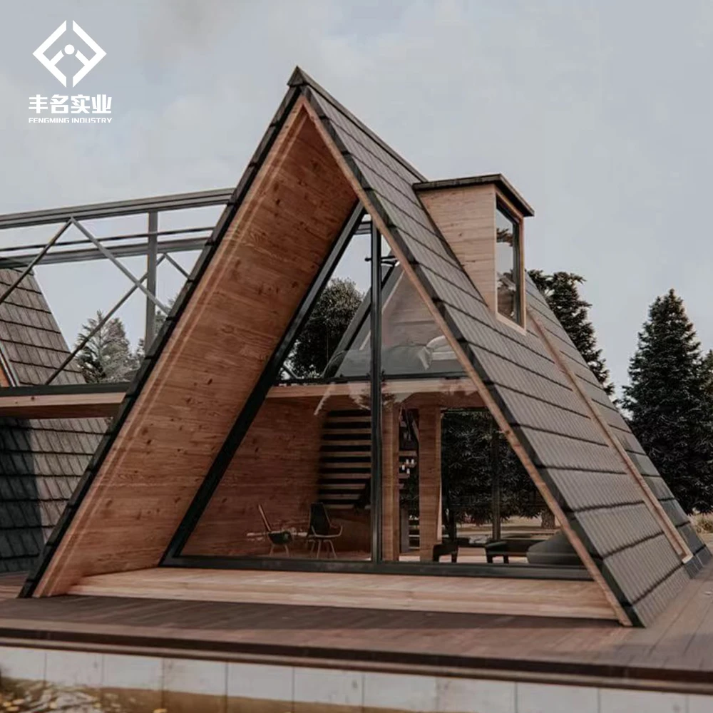 Modern Luxury prefab kit building resort Triangle A Frame  wood House