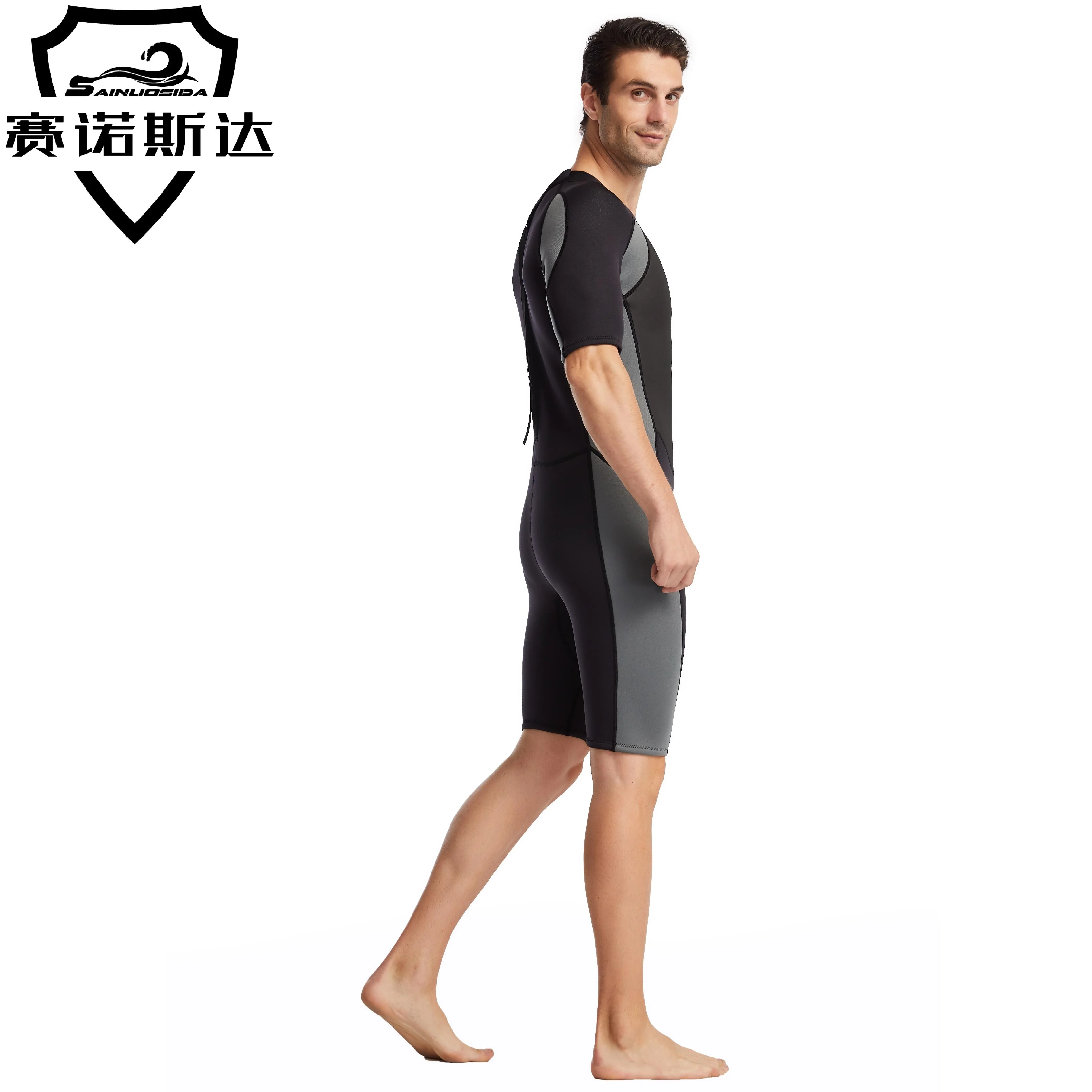 W1073 3mm Triathlon Neoprene Wetsuit For Swimming Scuba Diving Suit Men One-Piece Spearfishing Wet Suits Short Sleeve Surf Suit