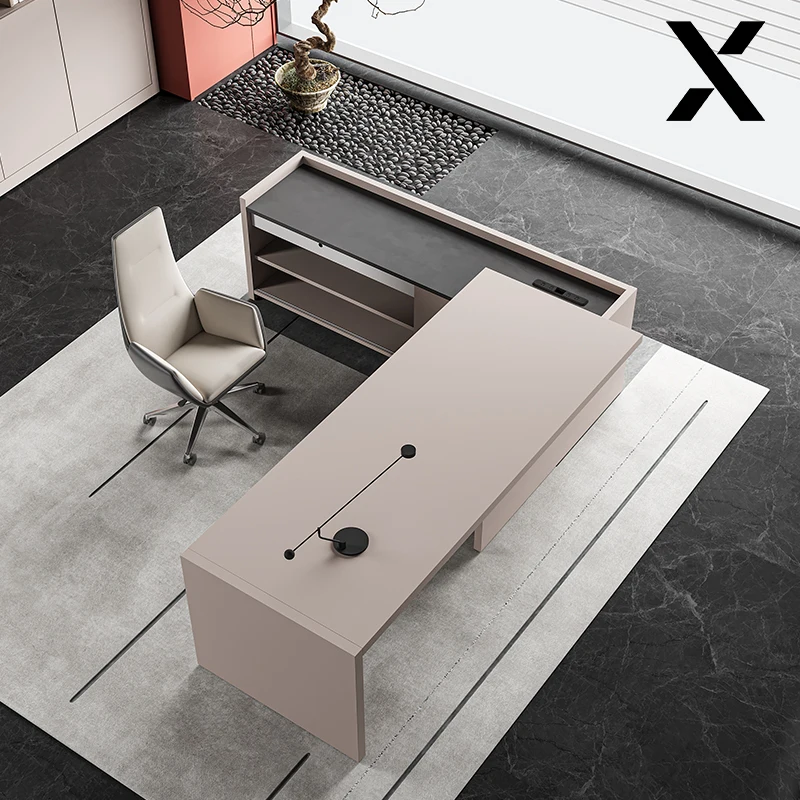 HECHI Modern Office Furniture Large Capacity Two-Sided Wooden Cabinet Multifunction Cable Box Boss Work Desk Two Sided Cable