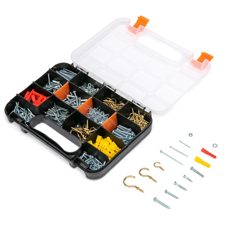 550PC Household hardware kit self tapping screw with anchor cup hook wood machine screw nut flat washer