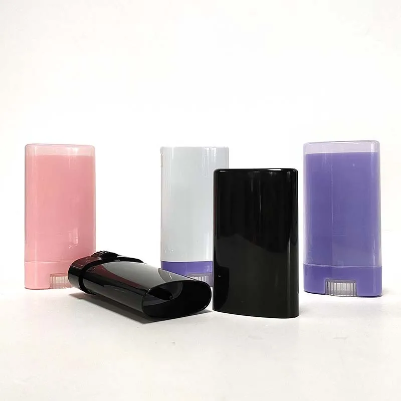 High quality plastic oval shape black twist up deodorant containers