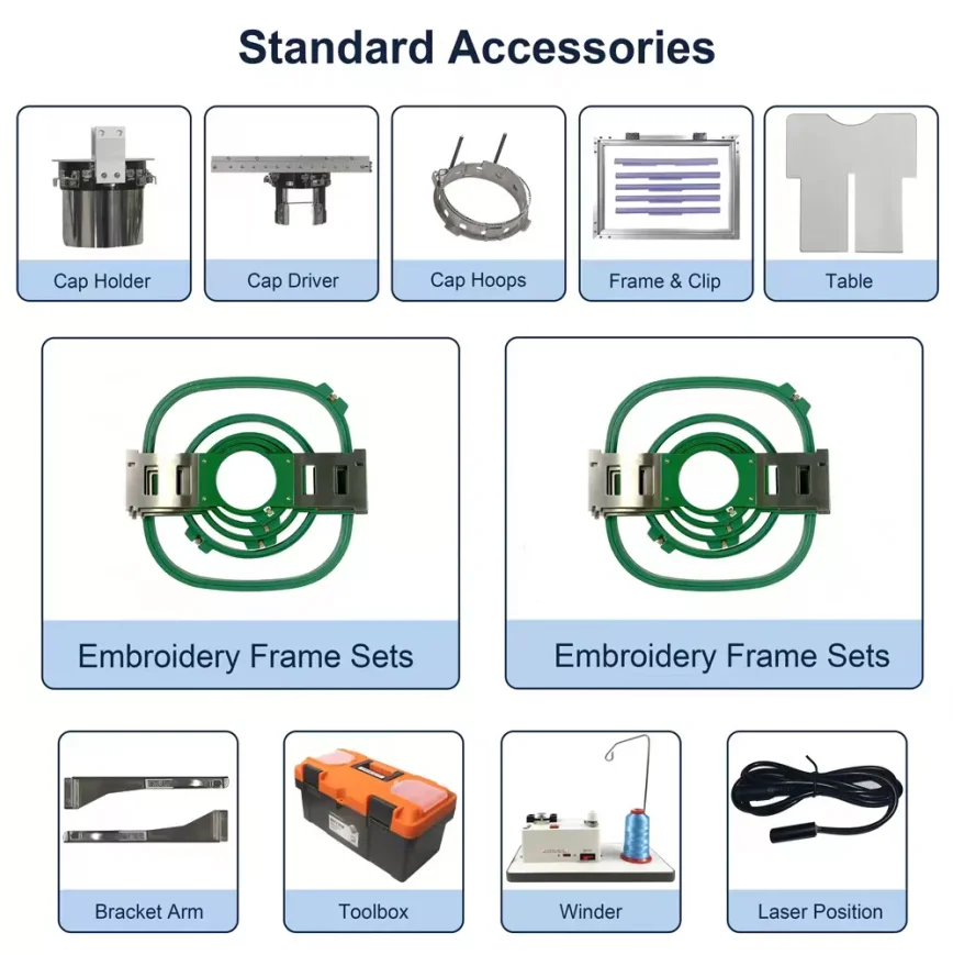 HONPO Best 3 head Industrial embroidery machine for caps sweaters