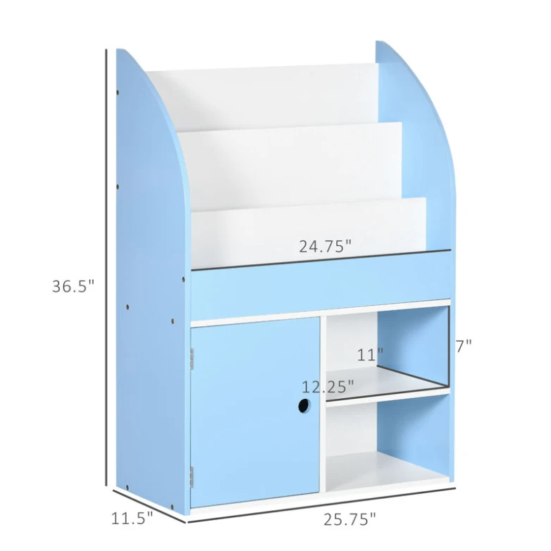 Factory direct Blue Painting MDF Children Nursery Kids Bookcase with Two Door Cabinet for Boys