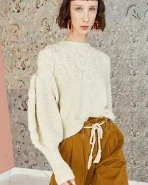 Custom Logo Winter Baggy Loose Tricot Womens Pink Factories Lantern Sleeve Hand Embroidery Woman Pullover Knit Sweater Custom