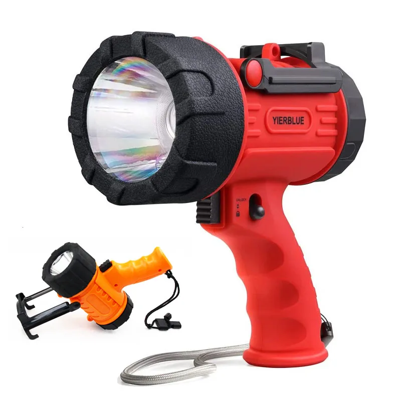 DC Rechargeable 1000 High Lumens 3 Modes LED Flashlight Searchlight Handheld with alarm whistle