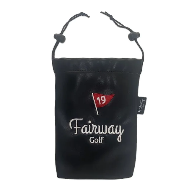 Popular leather pouch golf valuables pouch ball tee pouch bag with drawstring