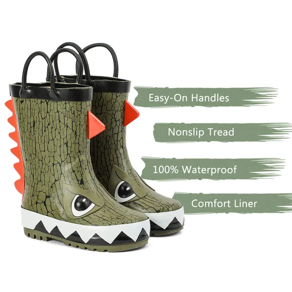 Резиновые сапоги унисекс для детей, зеленые Мультяшные детские резиновые сапоги, детские резиновые сапоги