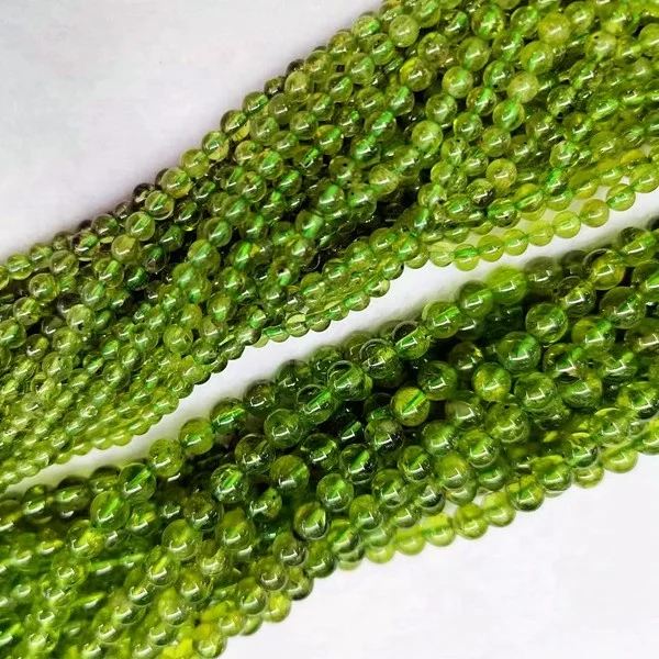 Natural Smooth Charm Gemstone Peridote 4MM 6MM Hight Quality Olive Stone Loose Beads for Jewelry Making