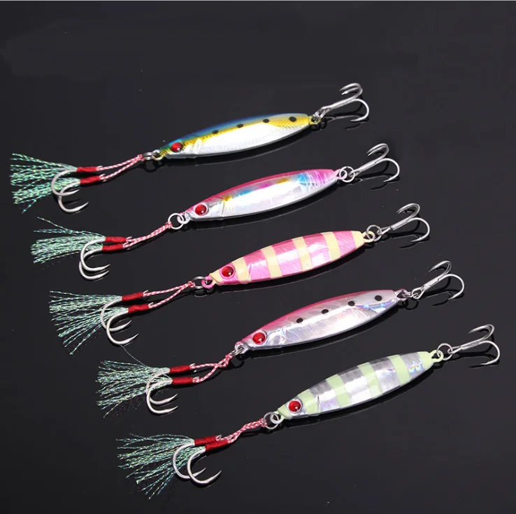 15 20 30 40g 3D eyes colorful Body swimbait Luminous Metal Jig Lure Paillette Knife Artificial Hard Bait Sea Rope Fishing Lure