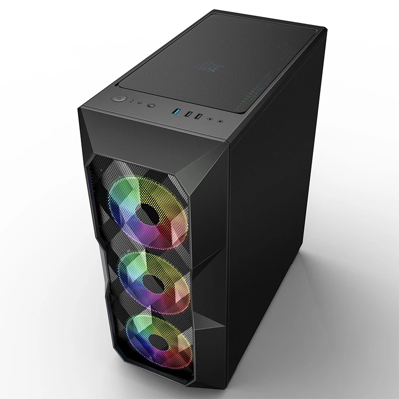 Корпус игрового компьютера KINGDOM белый/черный передняя панель lRGB fan ATX Mid