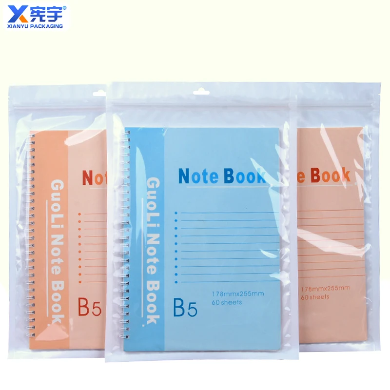 White transparent self sealing zipper plastic bag polyester film storage bag with holes suitable for mobile phone USB data cable