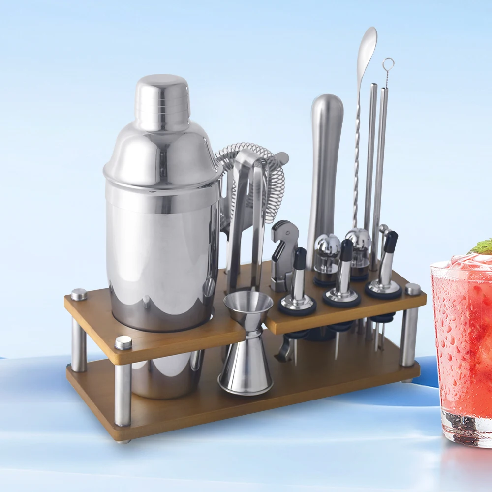 Creation Oem Various Styles Logo bartender kit Modulation Cocktail Drink Set Stainless Steel Color Plating Shaker Bar Set