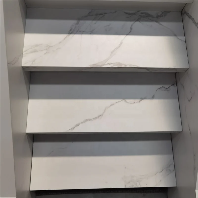 Marble Stair Steps Making Calacatta White Marble Stair Treads White Polishing  Tiles On The Stairs