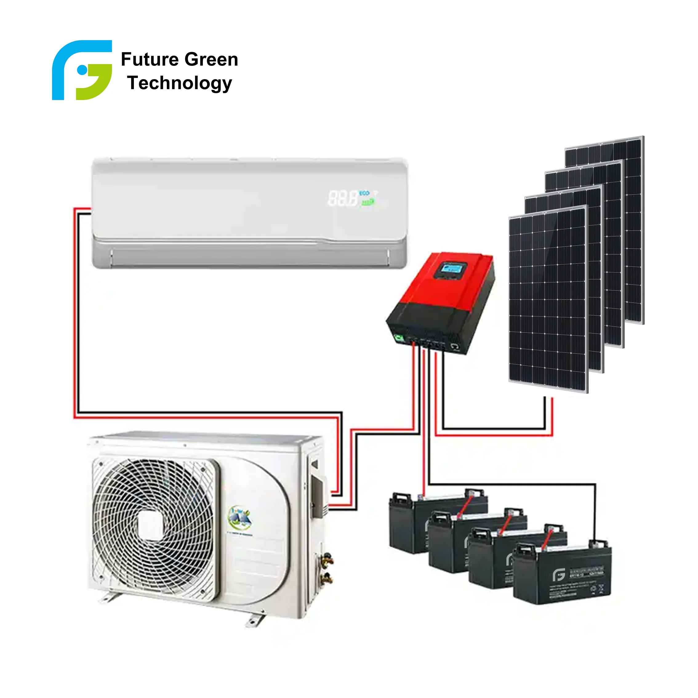 12000Btu 18000Btu Solar DC Units Air Conditioner Hybrid Solar Power Airconditioner Wall Split Air Conditioner For Home