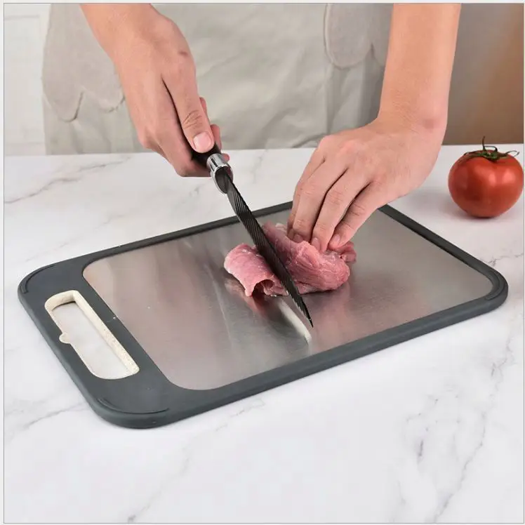 Selling Kitchen Non-slip  304 Stainless Steel Wheat Straw Double Sided Chopping Cutting Board