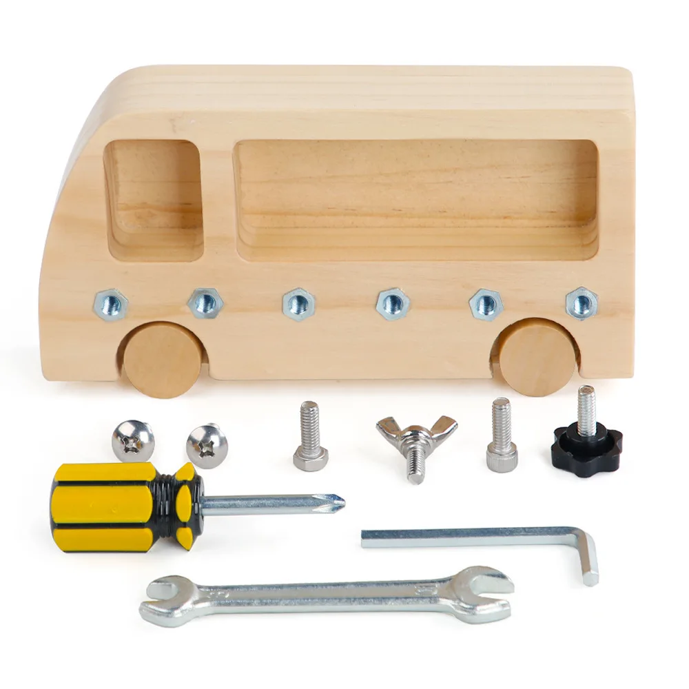 
Toddler Wooden Toys Basic Skills Training Early Learning Toy Montessori Screwdriver Wrench Board Game Sets for Preschool Kids 