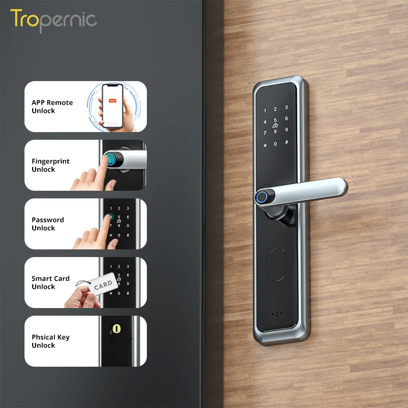 Tropernic Remote Control System Tuya wireless APP for Apartment Smart Fingerprint Digital Door Lock