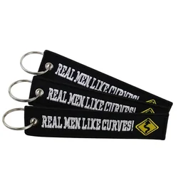 New fashion black and blue embroidery key tag ring chain patches manufacture in china