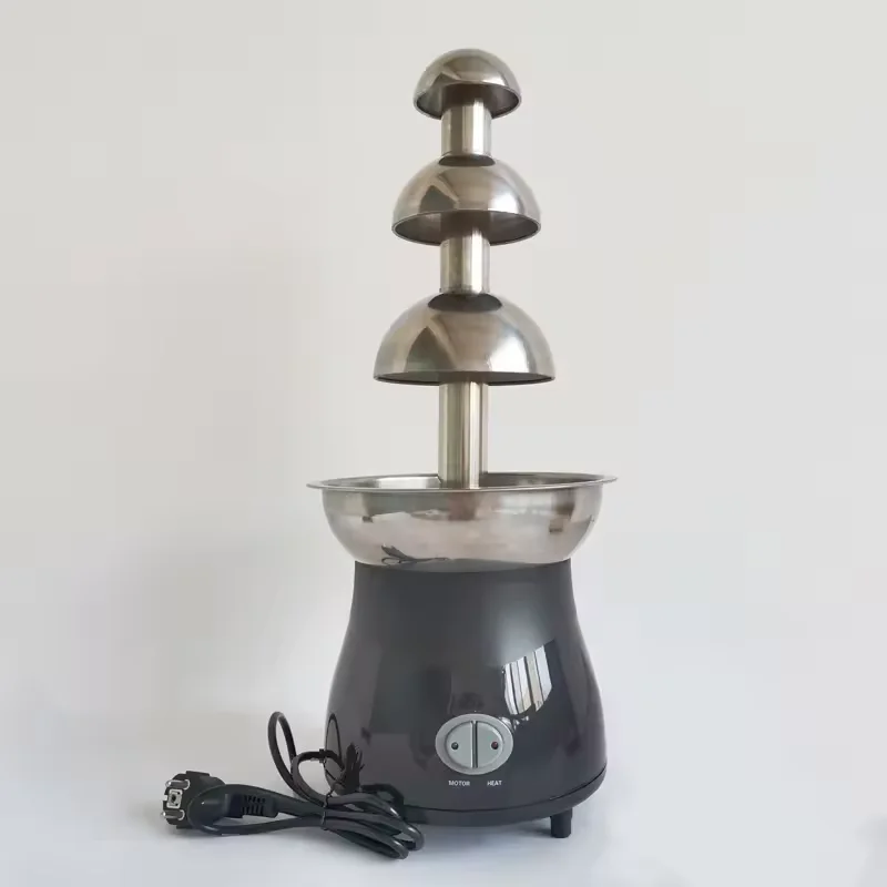 2024 New stainless steel four-layer chocolate fountain machine melting tower waterfall hot pot melting machine home commercial