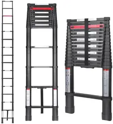 Durable EN131 Certificate 2M Length Telescopic Ladder Aluminum 550LBS Capacity Extension Multi-Purpose Folding Ladder