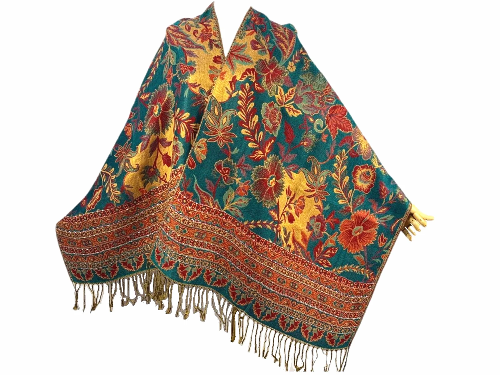 
High quality pashmina scarf wholesale winter jacquard weave customer scarf flowers shawl 