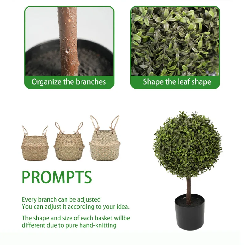 Почти натуральный искусственный бонсай топиарий из самшита растительный пластиковый горшок с одним шаром Горшечное дерево для внутреннего уличного декора