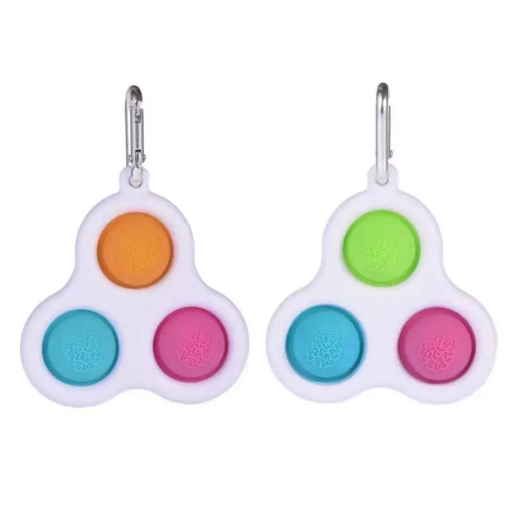 
3 Pop Pop Keychain Simple Dimp Stress Relief Key Ring fidget Hand Toys Handheld Mini Fidget Toy 