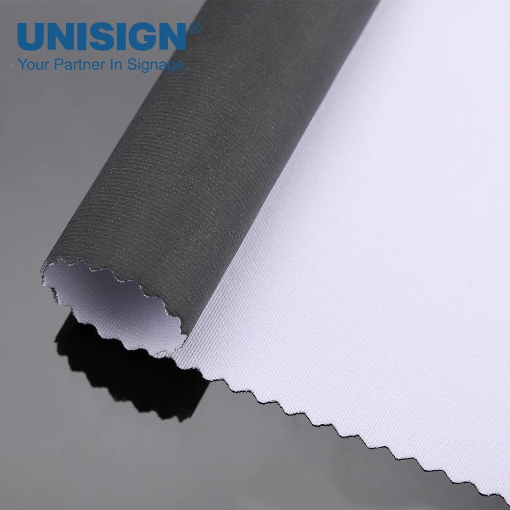 100% Obscuring Warp Knitted 260gsm Black Back Tension Backdrops Fabric