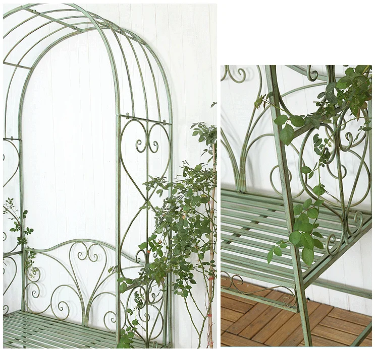 Wholesale Decorative leisure wrought iron metal patio garden arch bench
