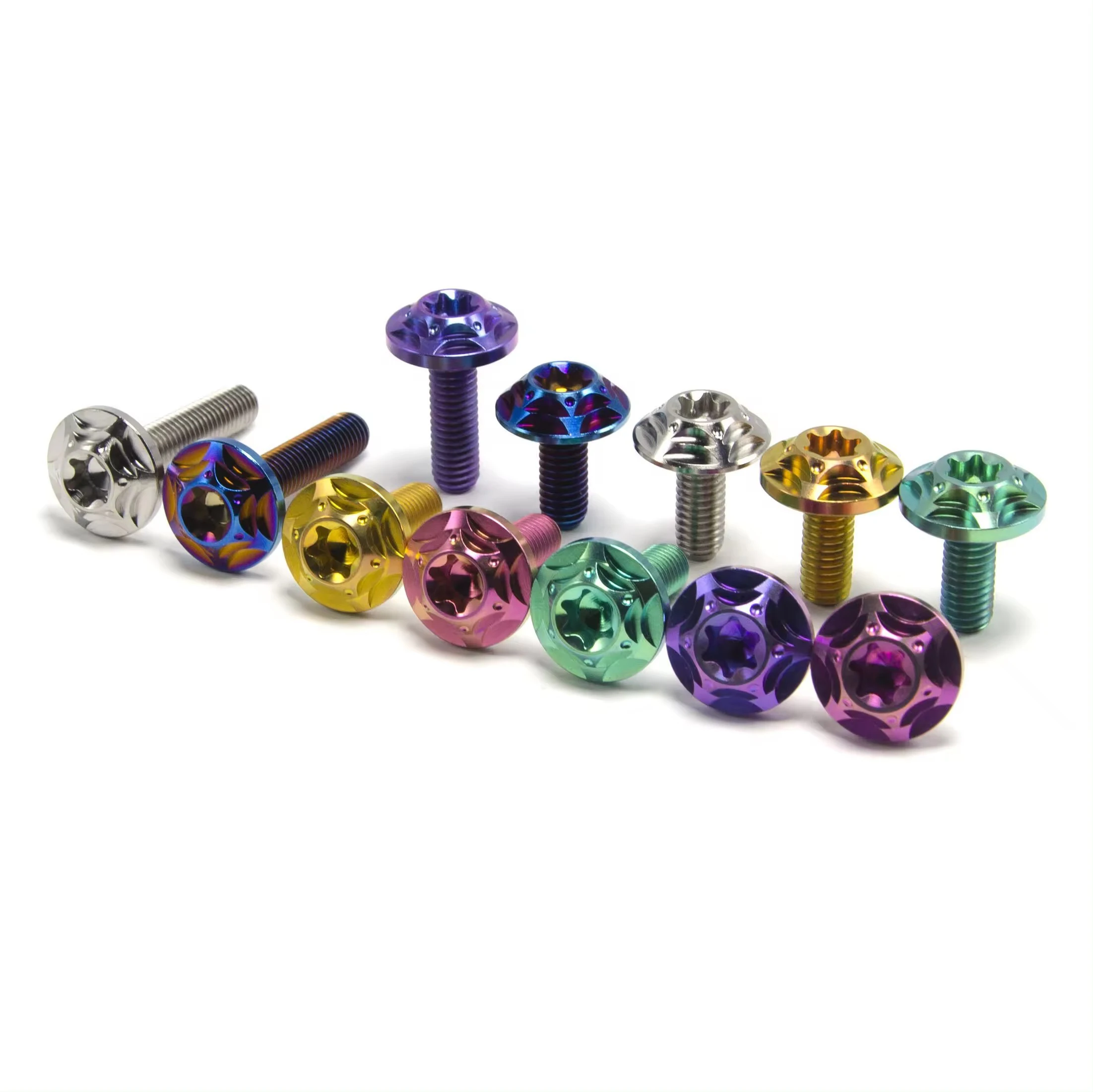 GR5 Titanium Bolt Big Head Titanium Screws T40 Disc Brake Rotor M6X15/20/25mm(OD=16) Ti Bolts for Bike Motorcycle