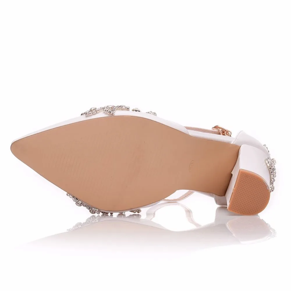 BS049 White 11CM Rhinestone Sandals Pointed Shoes Women Sweet Luxury Platform Wedges Shoes Wedding heels High Heels