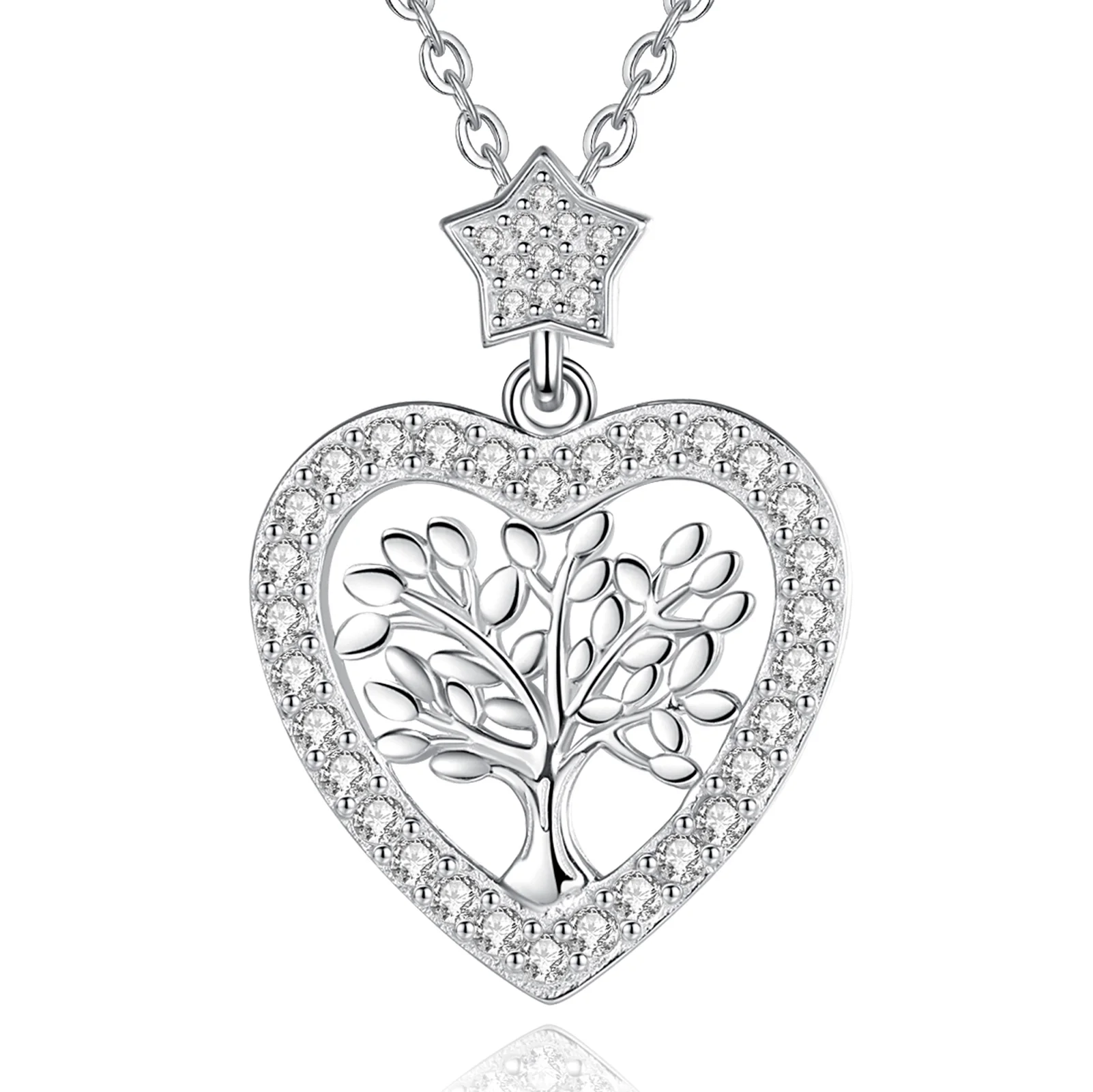 925 Sterling Silver Women Fruit of Life Family Tree of my life Charms Pendant Necklace