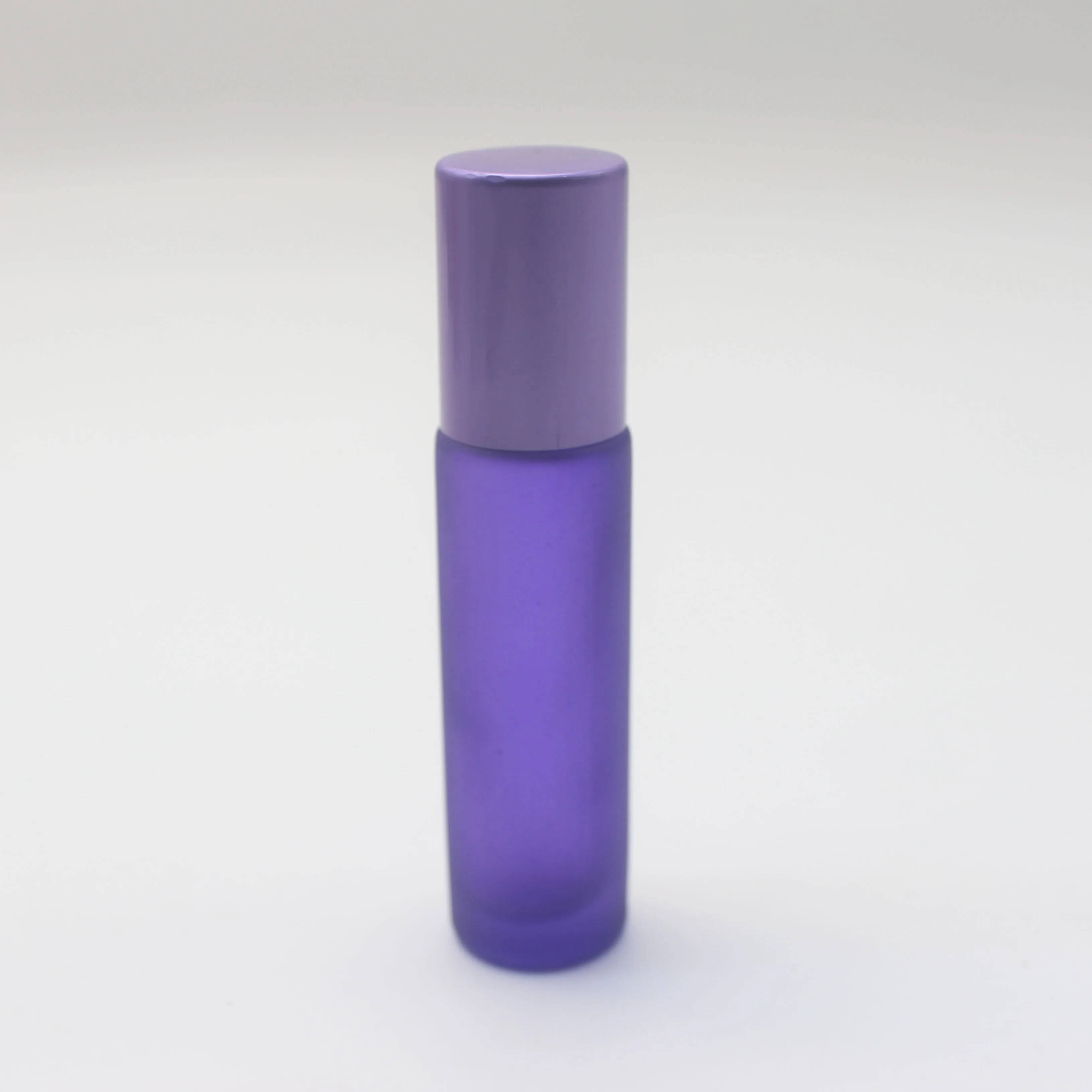 10ml purple glass roll on oil lipstick bottle steel ball with aluminum cap matt purple GRB-11Z
