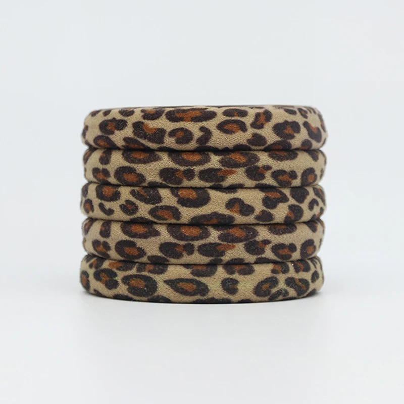 5cm Leopard Print Knitted Elastic Hair Bands for Women and Girls Stylish Stripes Hair Scrunchies and Ponytail Hair Tie Accessory