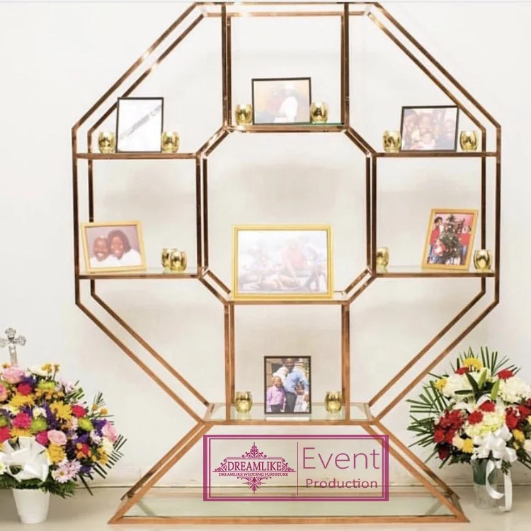 Wedding furniture wedding decoration stainless steel wine shelf events bar backs wine rack for party