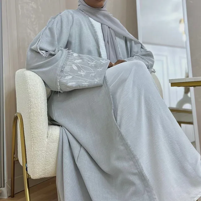 New Fashion Elegant African Islam Muslim Women Blank Modest Dress Long Sleeve Embroidery Abaya