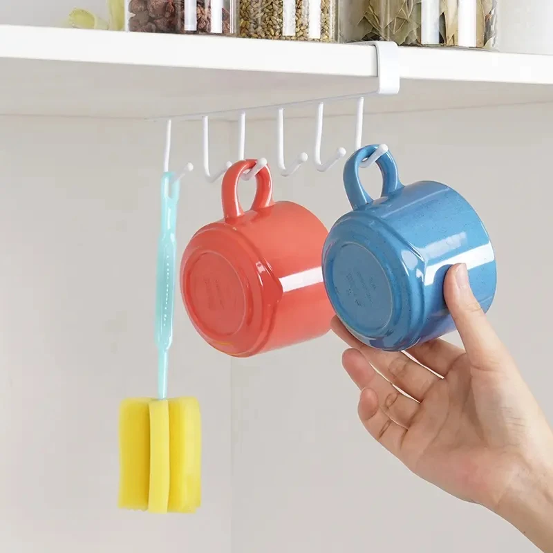 Creative Mug kitchen metal cabinet storage cup rack Hooks decoration black Cups Storage Rack
