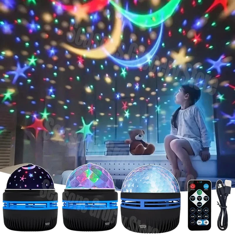 Wholesale Star Projector Night Light USB Sky Night Lamps Projector Baby Sleeping Bedside Lamp, Family Party Stage Ball RGB Light
