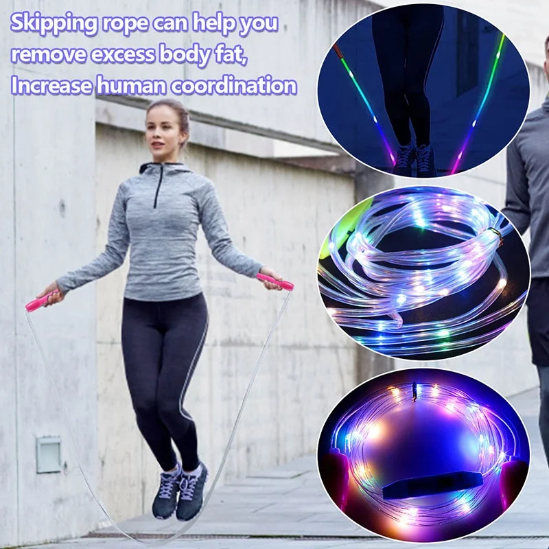 Light up Jump Ropes LED Skipping Random Color Kids Children Single Luminous Jump Skipping Ropes