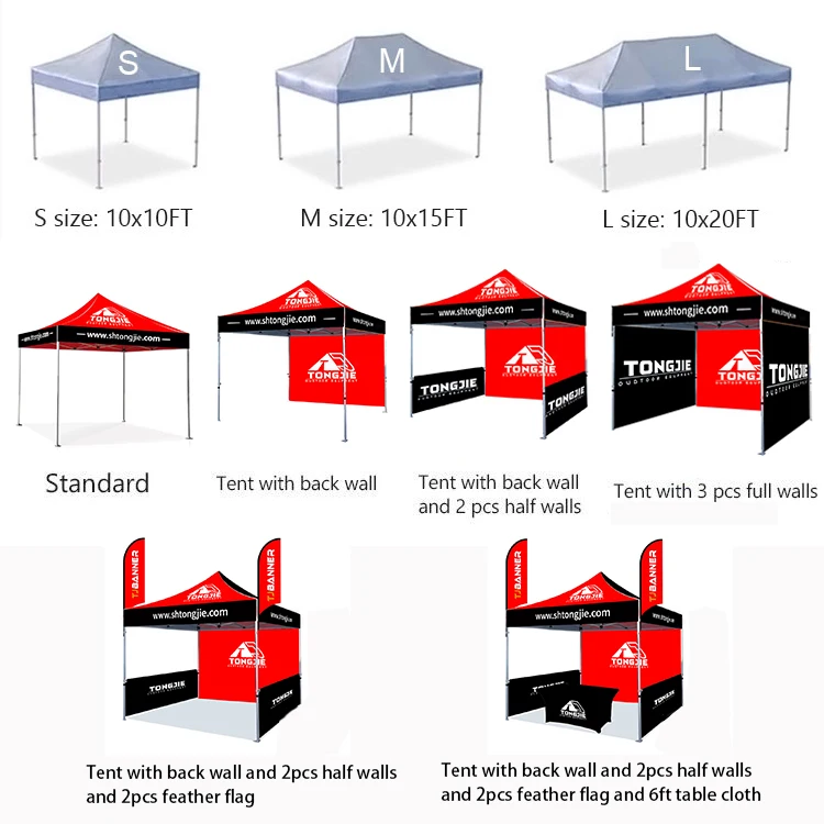 3*3 m Custom Manufactured Logo Fair Aluminum Frame Portable Foldable Outdoor Canopy Gazebo Tent with Wall for Trade Show