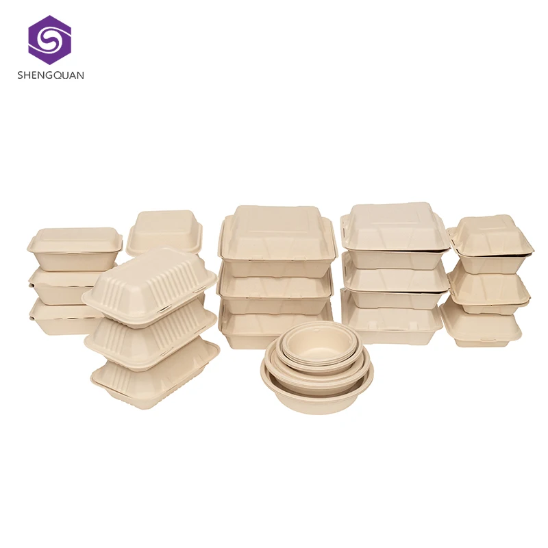 Made In China 100% biodegradable disposable tableware  paper tableware microwave bagasse paper lunch box