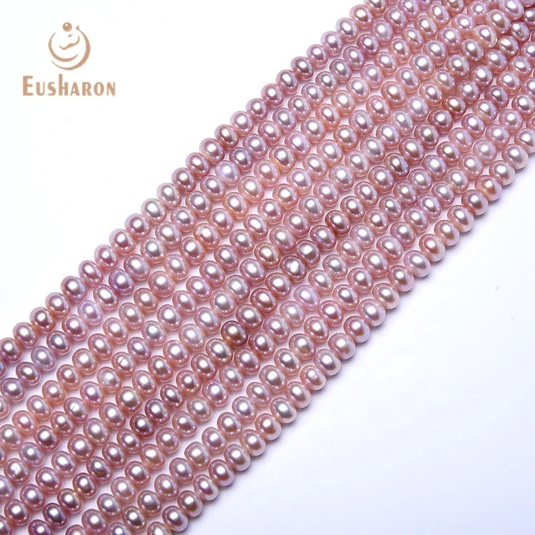 Wholesale 7-8mm Flat Round Loose Freshwater Lavender Color Cultured Pearls Strand to Make Jewelry