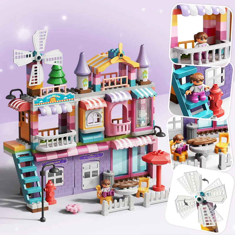 FEELO2024 FL1674 New design 216pcs Girl Villa Building Blocks Multifunctional Early Education Toys Figures Bricks Toys For kids