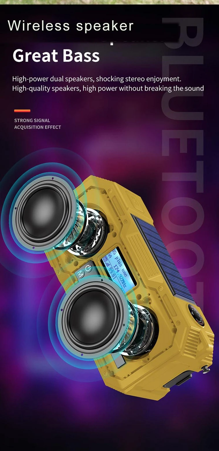 Universal Am Fm radio solar Speakers 9 Inch Chrysler 300C Radio With 4000Mah Power Bank/sos/flashlight