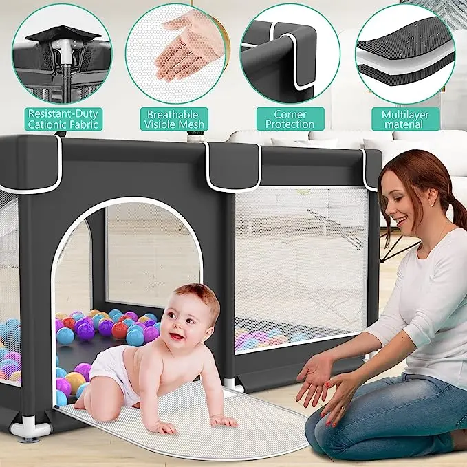 Playpen Indoor Use Breathable Mesh Children Baby Safety Plastic Toy FenceFor Toddler KidsOutdoor Kids Activity