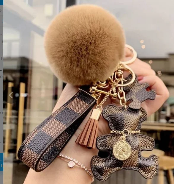 Creative cartoon old bear doll Keychain cute men and women car bag pendant Keychain small gift